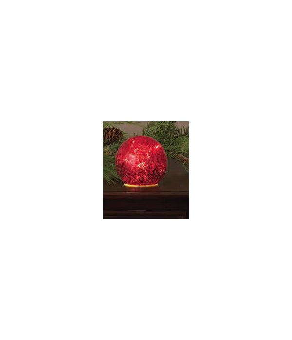 Lit Glass Ball - Small Red - 4 in. Dia
