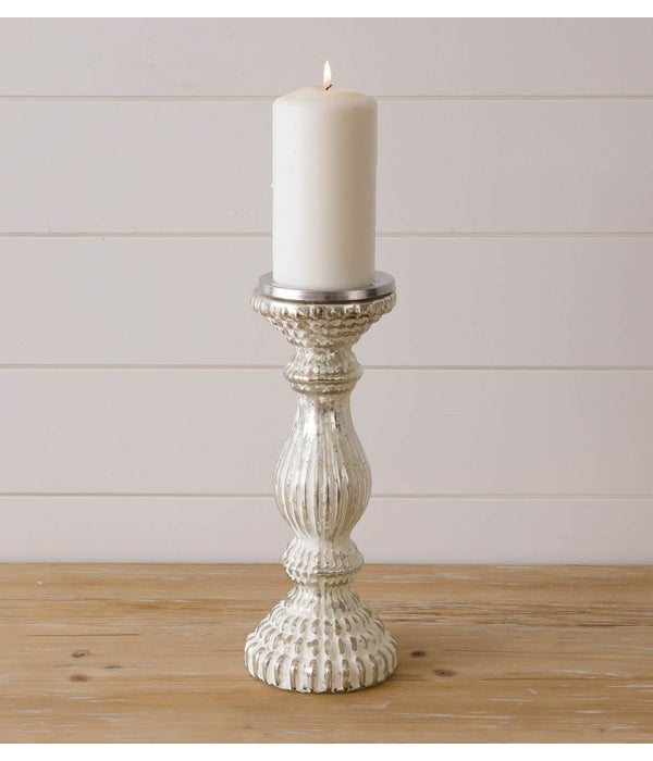 Frosted Mercury Glass Candle Pillar - 12 in. H x 4.25 in. Dia