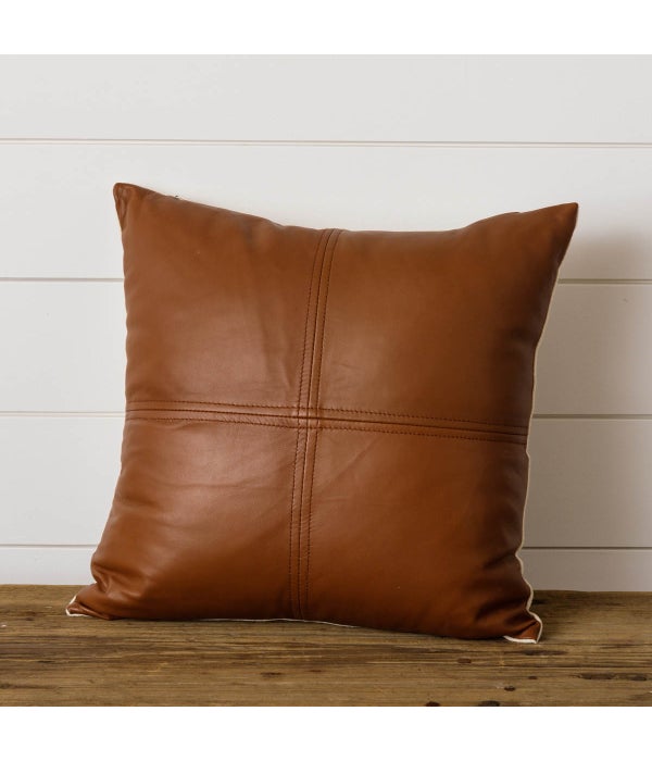 Pillow - Leather And Cotton Square