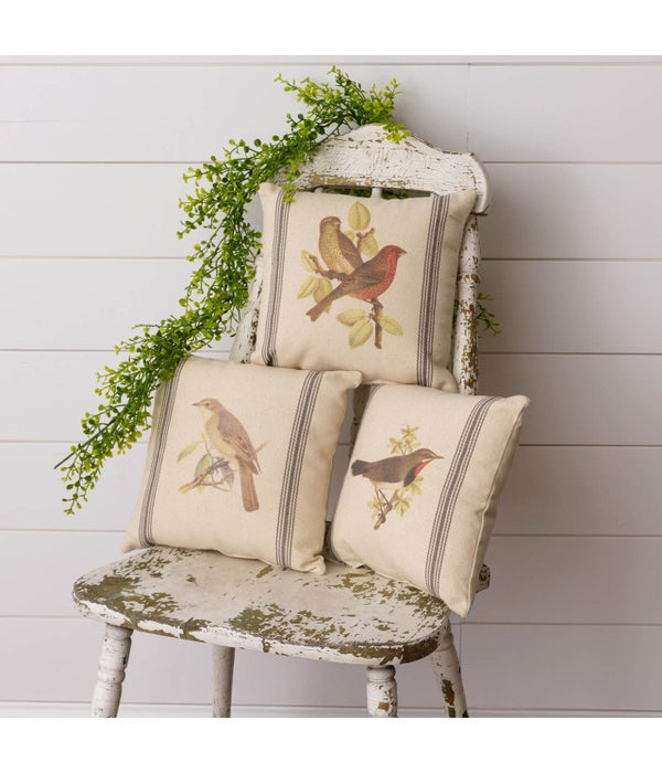 Grain Sack Pillows - Assorted Birds