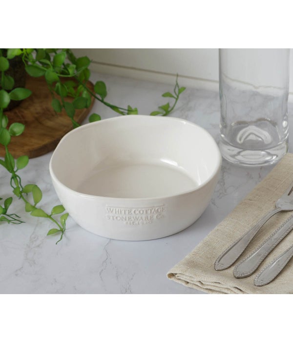 White Cottage Ceramic Single Serve Bowl