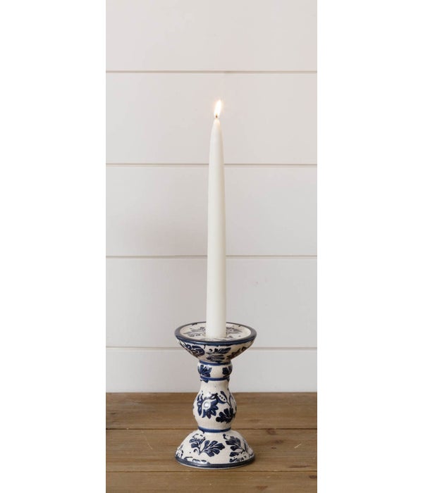 Taper/Pillar Candle Holder - Blue Floral, Sm