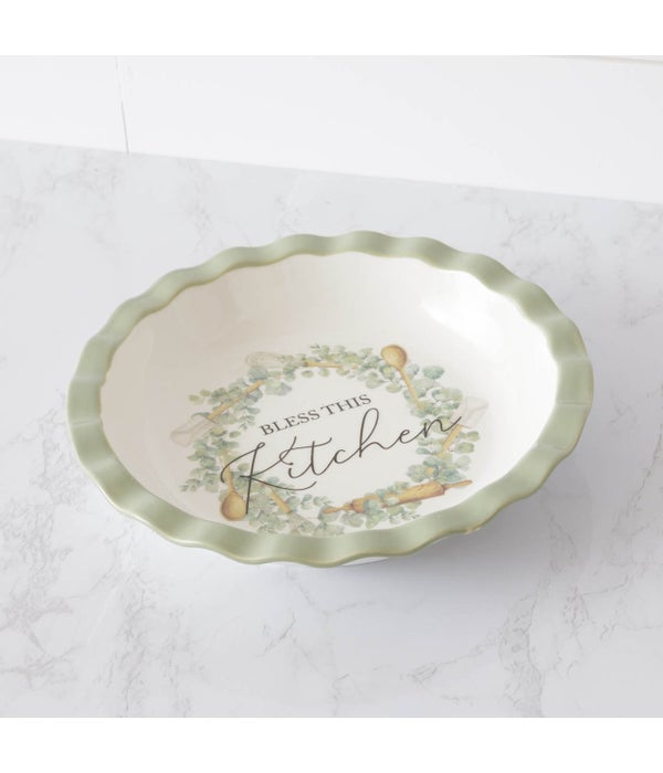 Bless This Kitchen Pie Dish - 10.5 in. Dia