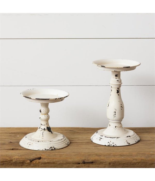 Candle Holder - Cream Distressed