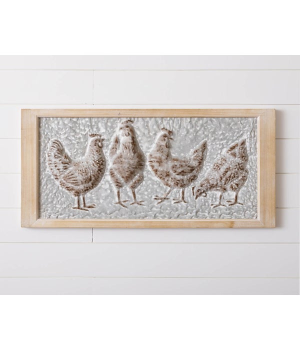 Wall Hanging - Embossed Hens - 15.75 in. H x 34 in. L