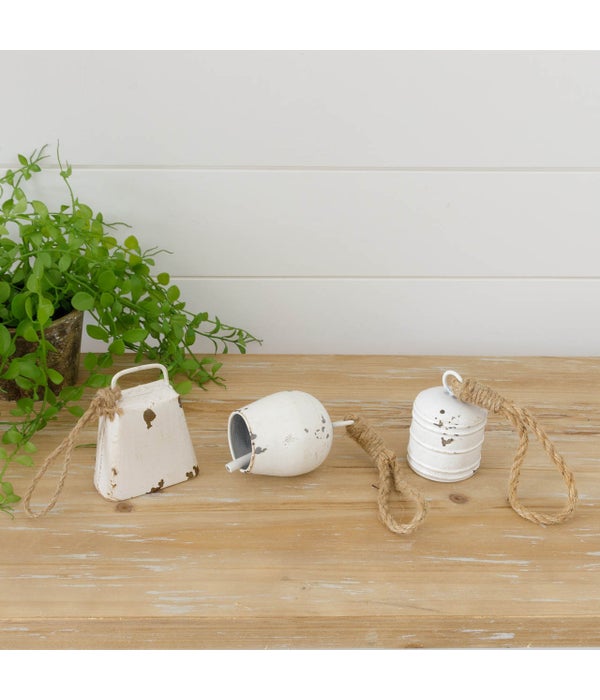 Distressed Cow Bells, White