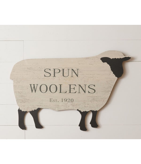 Sign - Spun Woolens Sheep - 22 in. H x 31.5 in. W x 0.25 in. D