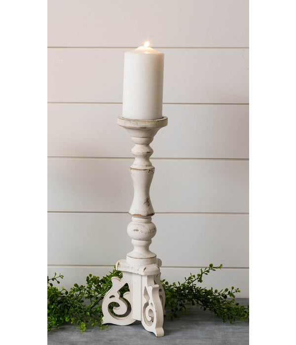 Distressed Candle Holder with Corbel Feet, Lg
