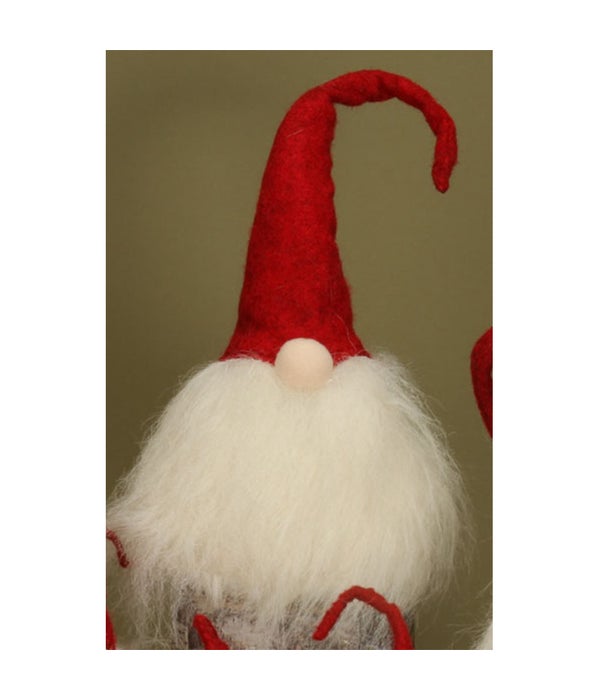 Sitting Plush Santa Gnome w/Red Hat - 18 in. H