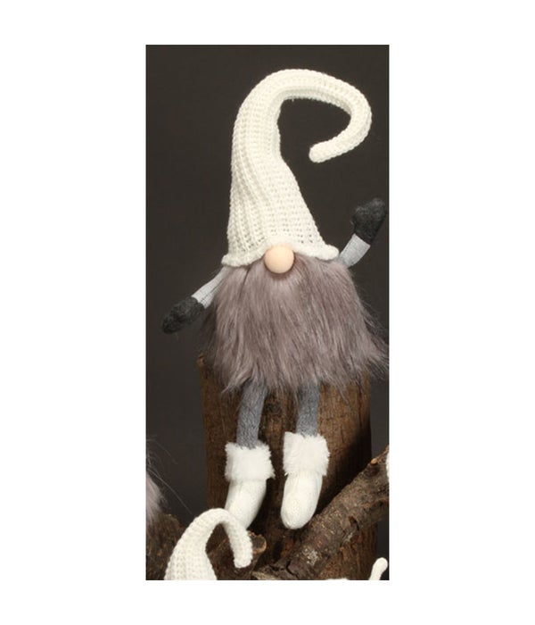 Dangle Leg Plush Santa Gnome w/Cream Hat - 15 in. H