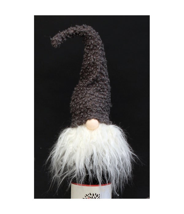 Plush Grey Hat Santa Gnome Bottle Topper - 12 in. H