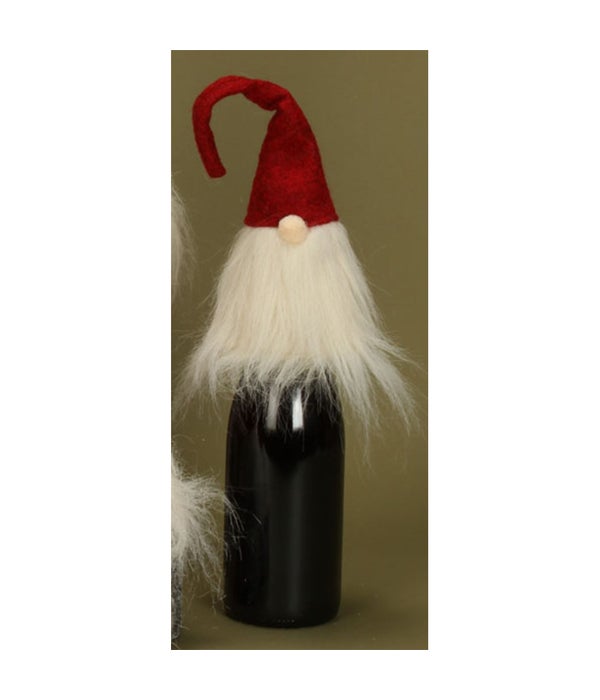 Plush Santa Gnome Bottle Topper w/Red Hat - 12 in. H