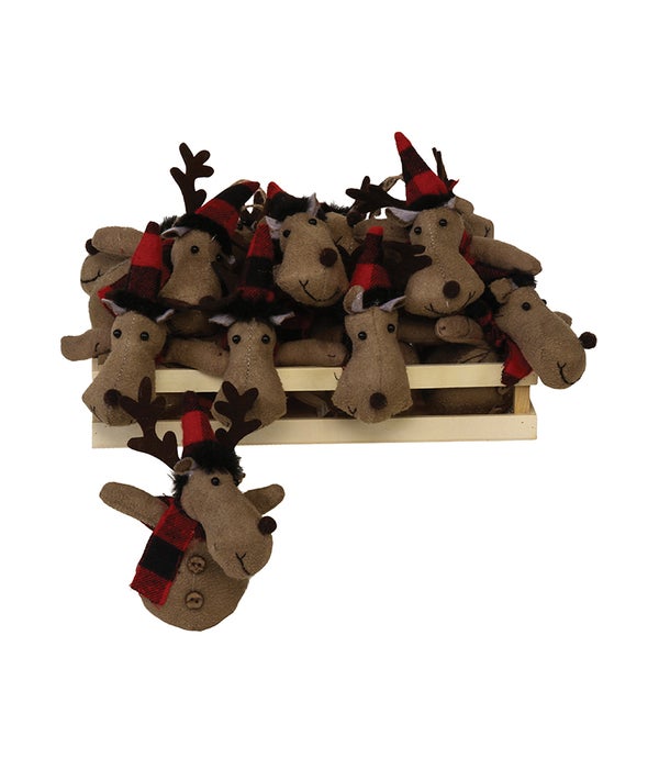 12 pc Plush Moose Ornament w/Crate