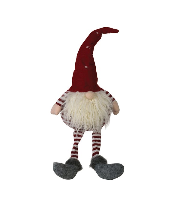 Dangle Leg Plush Red/White Striped Santa Gnome - 16 in. H