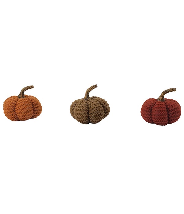 Small Knit Harvest Pumpkin, 3 assort -
