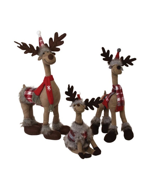Standing Plush Reindeer w/Red Scarf - 21in.H