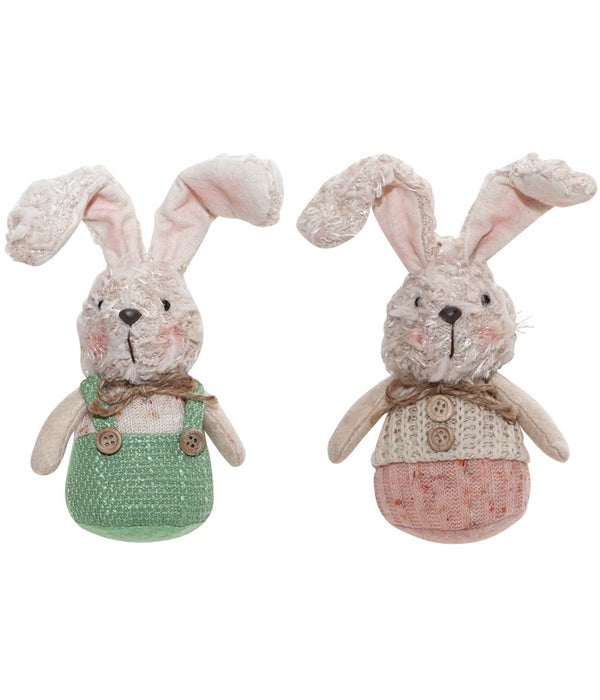 Fabric Boy & Girl Bunny Ornaments, 2 Asstd. - 7 H .in