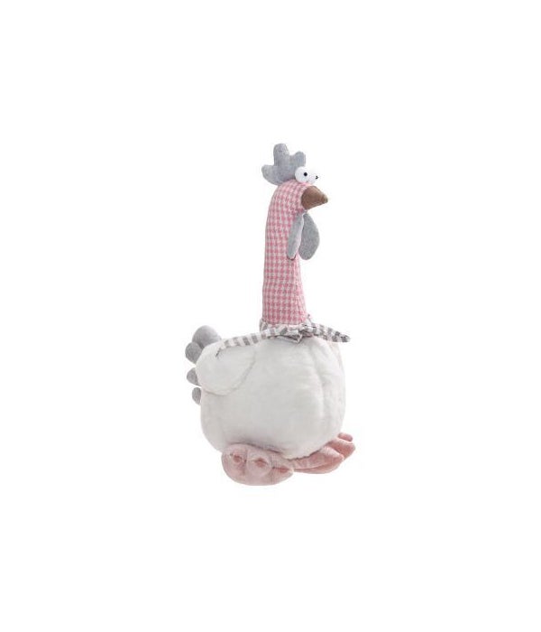 Fabric White Chicken with Long Checked Neck - 13.75 H .in