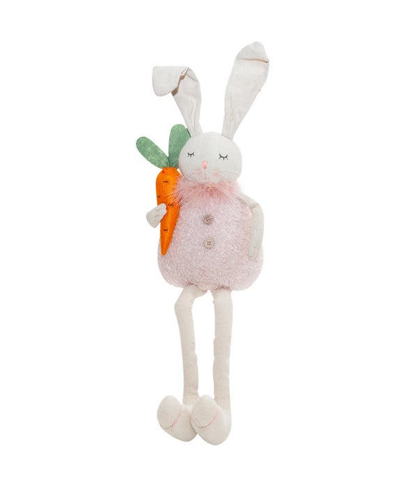 Fabric Sitting Bunny with Long Legs Carrying Carrot - 26.75 H .in