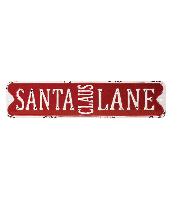 Metal SANTA CLAUS LANE Sign