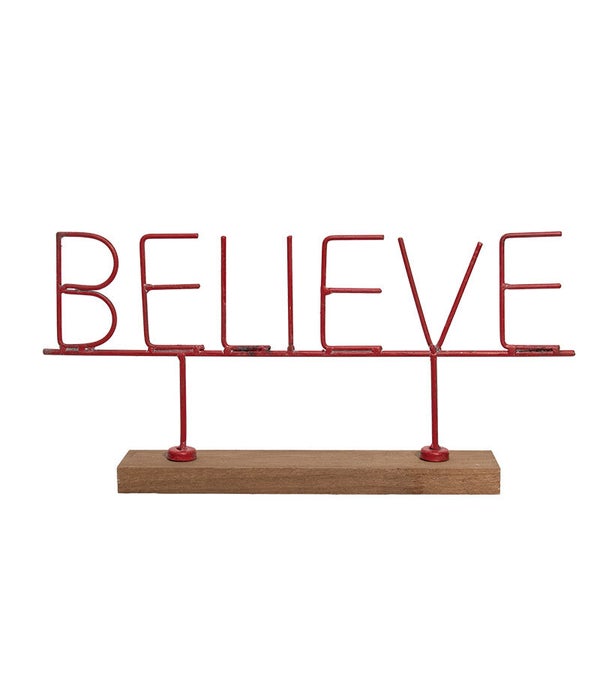 Red Believe Sign - 14.5 in. W