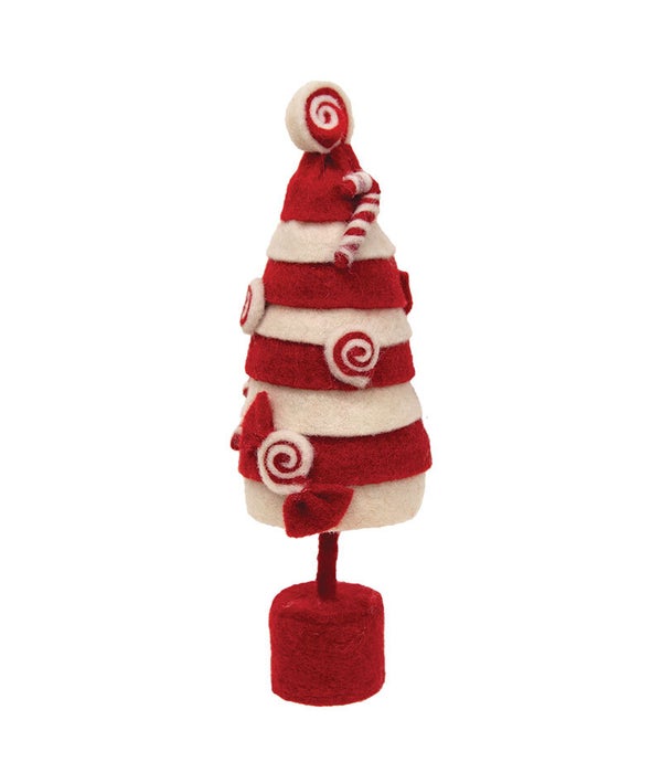 Felted Red/White Striped Tree Ornament