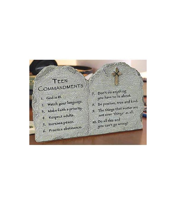TEEN COMMANDMENTS PLAQUE HANGS OR STANDS W/EASEL BOXED