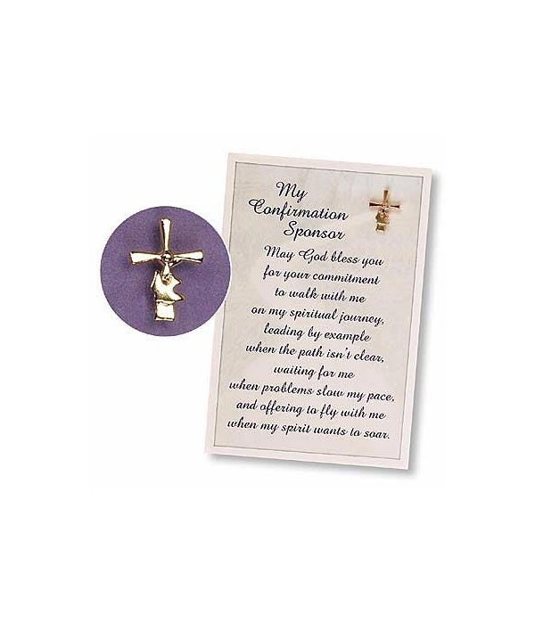 GOLD CONFIRM SPONSR CROSS/DOVE PIN CARDED INDIVIDUALLY BAG