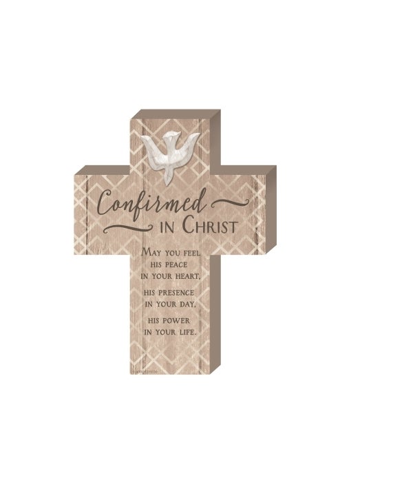 CONFIRMATION WOOD CROSS W/ EASEL & HANGER BOXED