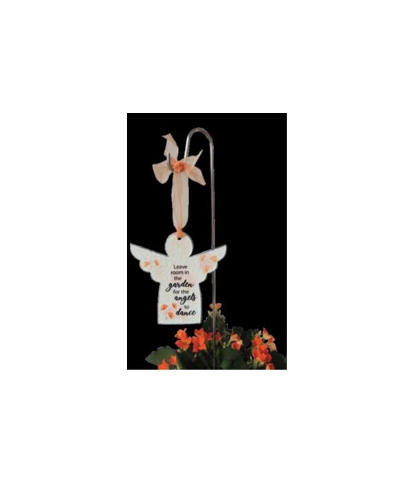 ANGELS DANCE ANGEL GARDEN STAKE ON PEACH RIBBON CARDED -
