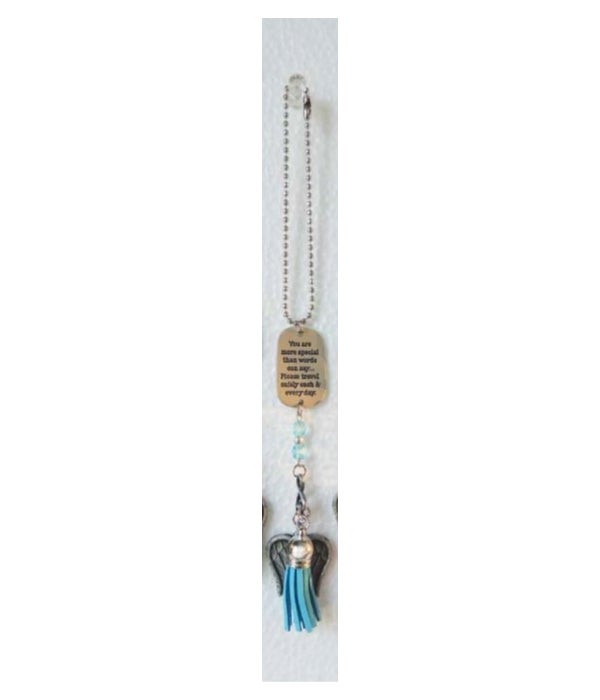 SE MORE SPECIAL BLUE TASSEL ANGEL CAR CHARM W/BEADS