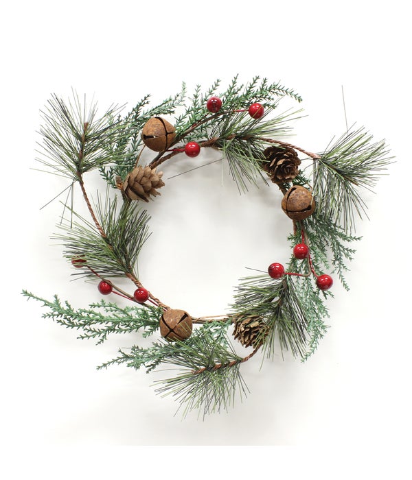 Pine Berry With Jingle Bells Candle Ring