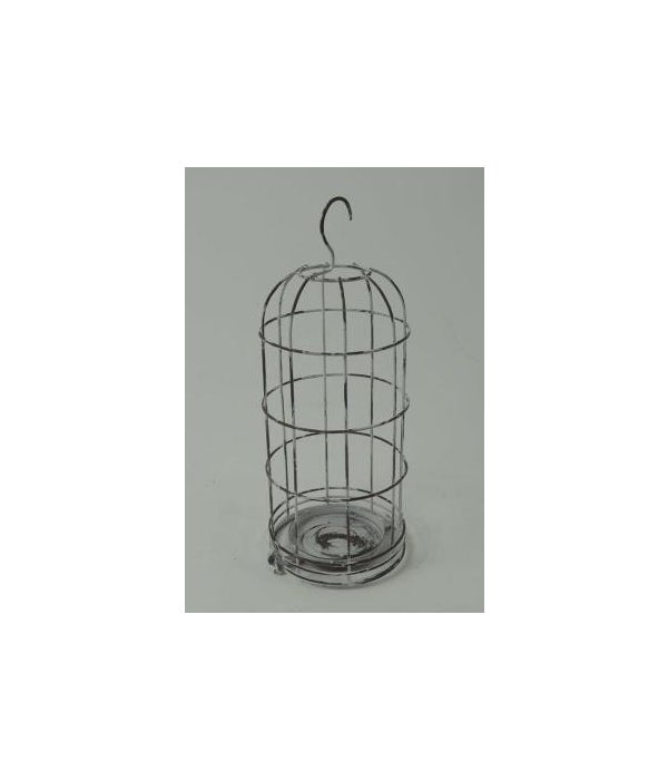 White Hanging Candle Cage 12 x 4.75 in.