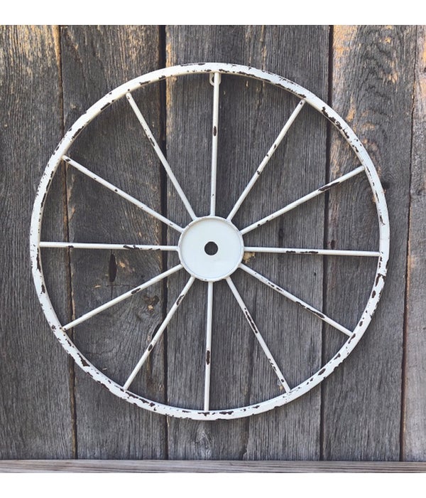 White Distressed Wagon Wheel - 20 in.