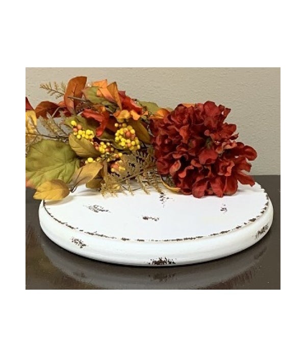 White Distressed Single Candle Plate Large - 10 in.