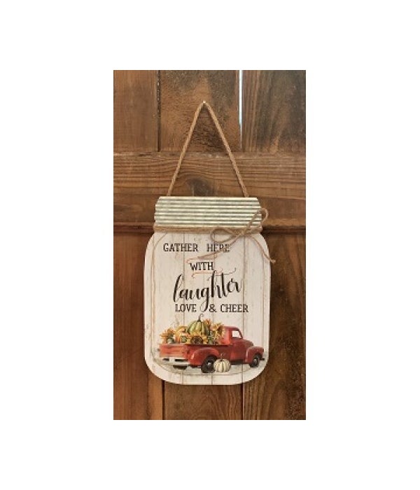 Laughter Mason Jar Hanging Sign - 17.5 in. x 8 in.