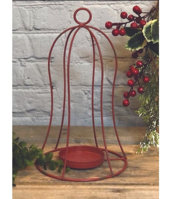 Red Wire Bell Candle Holder - 10 in.  x  6 in.