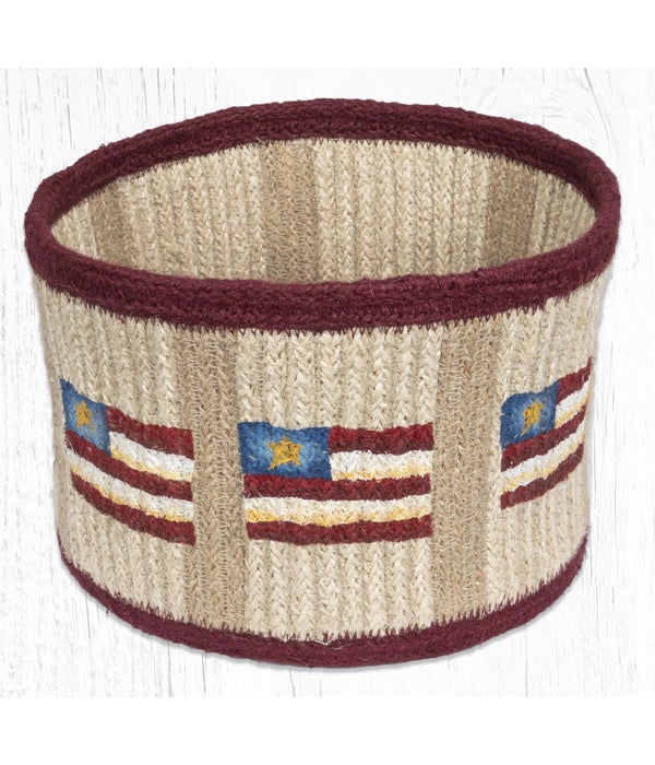 RNB-02 Primitive Star Flag Natural Rope Braided Basket 9 in.x7 in.