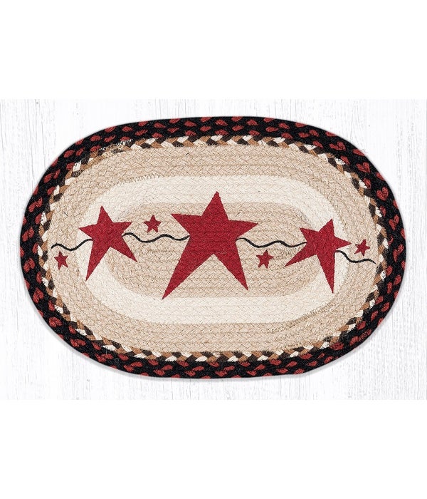 PM-OP-19 Primitive Star Burgundy Oval Placemat 13 in.x19 in.x0.17 in.