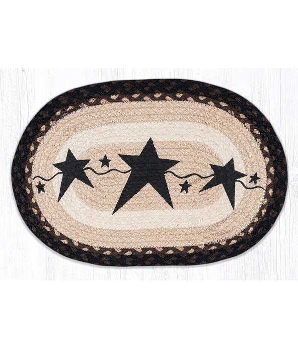 PM-OP-313 Primitive Star Black Oval Placemat 13 in.x19 in.x0.17 in.