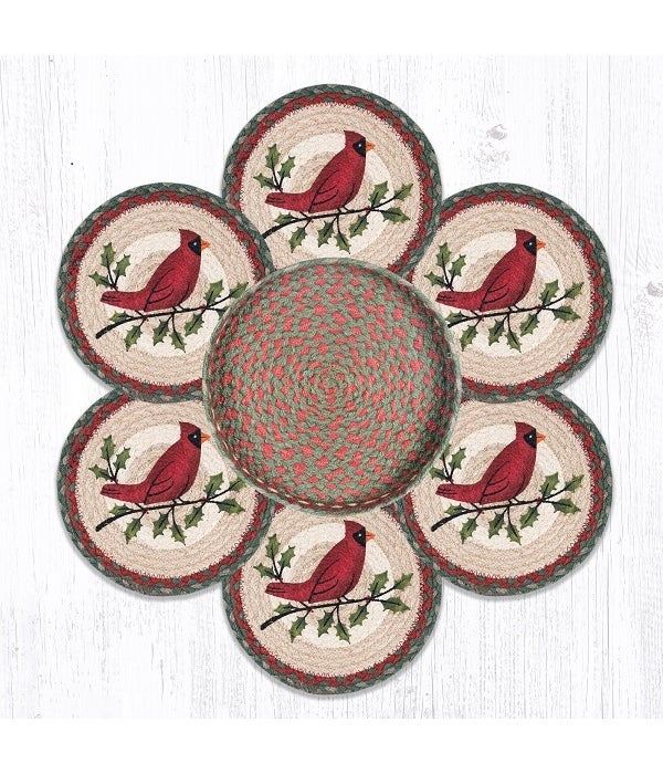 TNB-25 Holly Cardinal Trivets in a Basket 10 in.x10 in.x1.5 in.