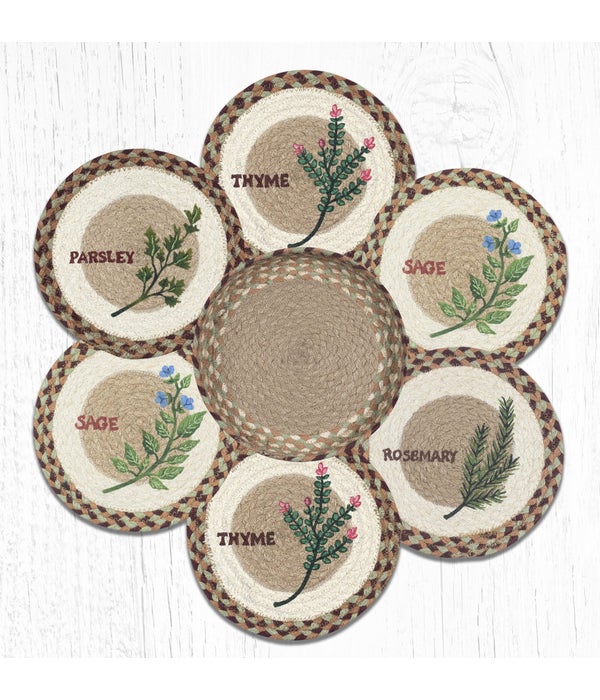 TNB-413 Herb Set Trivets in a Basket 10 in.x10 in.