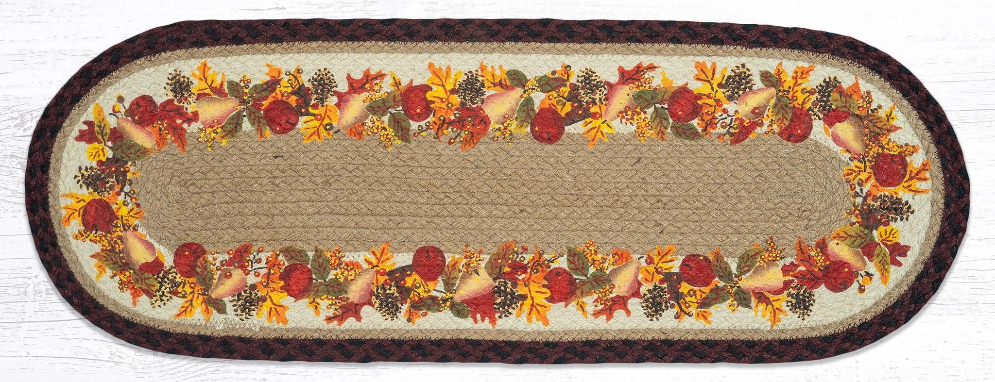 Table Runner Oval Braided Jute - Autumn Wreath