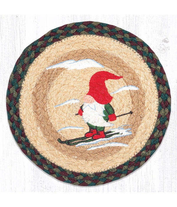 MSPR-508 Skiing Gnome Printed Round Trivet 10 x 10 x 0.17 in.