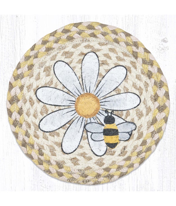 MSPR-653 Daisy & Bee Printed Round Trivet 10 x 10 x 0.17 in.