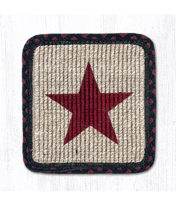 WW-344 Burgundy Star Wicker Weave Trivet 9 in.x9 in.x0.17 in.