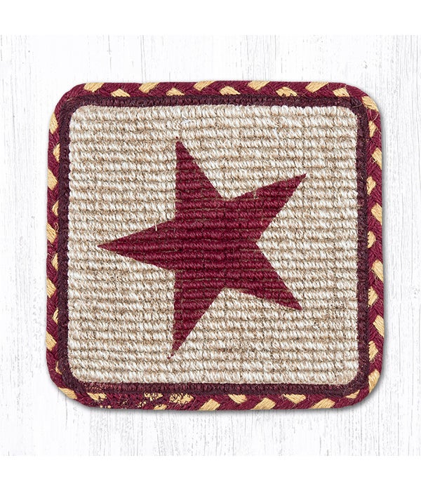 WW-357 Burgundy Star Wicker Weave Trivet 9 in.x9 in.x0.17 in.