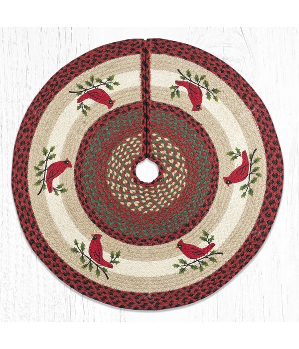 TSP-25 Holly Cardinal Printed Tree Skirt Round 30 in.x30 in.