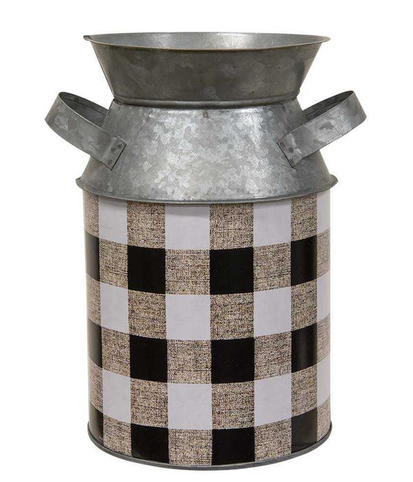 Black & White Buffalo Check Milk Can, Large - 6 Dia  x  9.25H in.