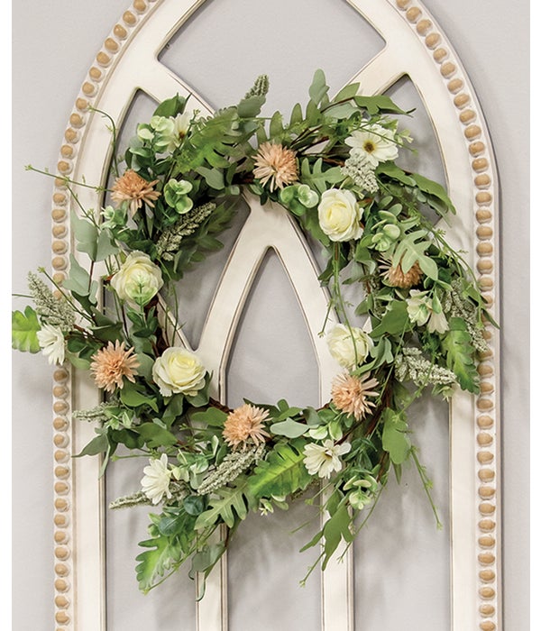 Mixed Antiqued Daisy & Rose Wreath -
